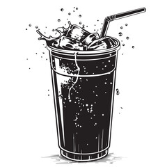 Soft drink in cartoon, doodle style . Image for t-shirt, web, mobile apps and ui. Isolated 2d vector illustration in logo, icon, sketch style, Eps 10, black and white. AI Generative