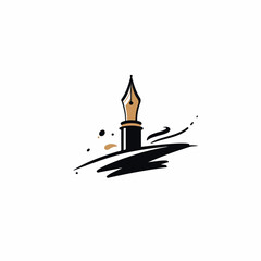 Fototapeta premium Fountain pen in cartoon, doodle style. Image for t-shirt, web, mobile apps and ui. Isolated 2d vector illustration in logo, icon, sketch style, Eps 10. AI Generative