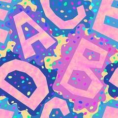Materiał do szycia Cartoon alphabet seamless kindergarten pattern for wrapping paper and fabrics and linens and kids clothes