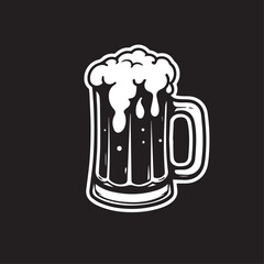 Beer mug with foam in cartoon, doodle style . Image for t-shirt, web, mobile apps and ui. Isolated 2d vector illustration in logo, icon, sketch style, Eps 10, black and white. AI Generative