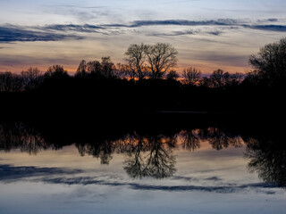 sunset over the pond