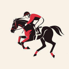 Obraz premium Horse and jockey in cartoon, doodle style. Image for t-shirt, web, mobile apps and ui. Isolated 2d vector illustration in logo, icon, sketch style, Eps 10. AI Generative