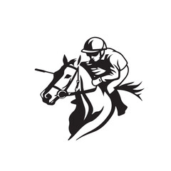 Naklejka premium Horse and jockey in cartoon, doodle style. Image for t-shirt, web, mobile apps and ui. Isolated 2d vector illustration in logo, icon, sketch style, Eps 10. AI Generative
