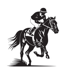 Horse and jockey in cartoon, doodle style. Image for t-shirt, web, mobile apps and ui. Isolated 2d vector illustration in logo, icon, sketch style, Eps 10. AI Generative