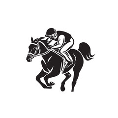 Horse and jockey in cartoon, doodle style. Image for t-shirt, web, mobile apps and ui. Isolated 2d vector illustration in logo, icon, sketch style, Eps 10. AI Generative