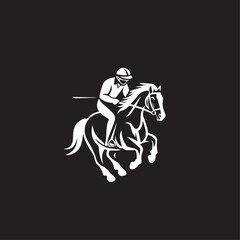 Obraz premium Horse and jockey in cartoon, doodle style. Image for t-shirt, web, mobile apps and ui. Isolated 2d vector illustration in logo, icon, sketch style, Eps 10. AI Generative