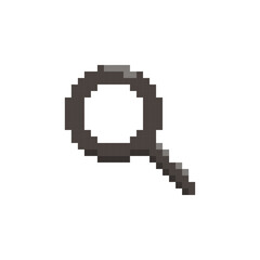 Magnifying glass pixel icon vector illustration. Game illustration of cute magnifying glass on white background.
