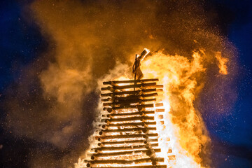 The burning of a witch. Holiday in the Czech Republic on April 30. Revnice