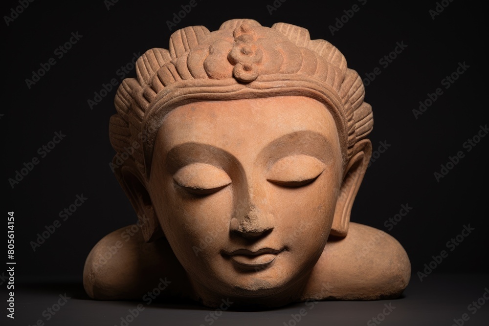 Wall mural Serene buddha head sculpture