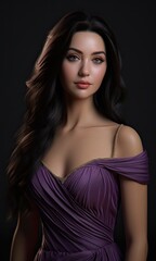 Naklejka premium Glamorous woman in purple dress