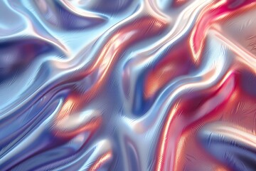 Obraz premium Digital illustration capturing a fluid silk texture with wavy red and blue lines