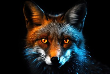 Fototapeta premium Intense gaze of a vibrant fox