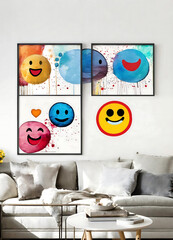 a lot of images wall art emojis