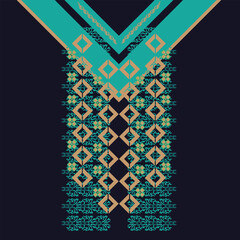 collar ethnic aztec tribal mix to cyberpunk pattern seamless background for fabric and textile,2d illustration