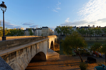 The famous bridge Pont Marie at sunny morning , Paris .
