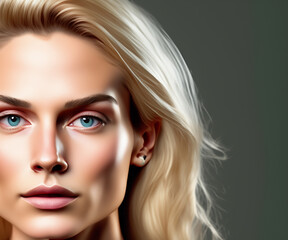 Fototapeta premium Close-up portrait of a girl of European appearance