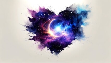 Love for the space, heart shaped galaxy background
