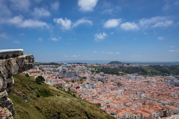 View from Miradouro do Suberco viewpoint in Nazare town on so called Silver Coast, Oeste region of...