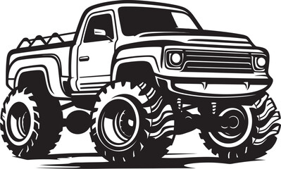 Techno Takedown Monster Truck Vector Illustration in Digital Showdown