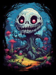 Cartoon Monster Sticker Art Shirt Edition