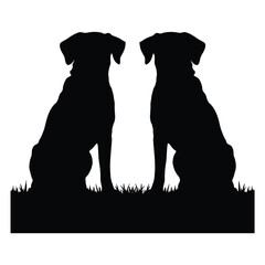 Silhouette of two dogs on a white background 