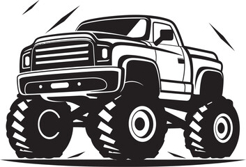 Rampaging Monster Truck Vector Art Crushing Cars and Conquering Obstacles with Brutal Force