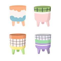 Pot bunga kosong dengan design illustrasi yang lucu dan cantik