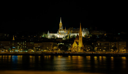 church in budapest at night