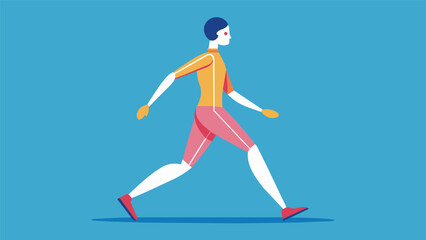 Obraz premium Walking in slow motion emphasizing the feeling of each muscle as it moves and the connection to the present moment.. Vector illustration