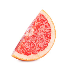 Citrus fruit. Slice of fresh grapefruit isolated on white