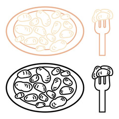 Vector linear image of ant eggs on a plate