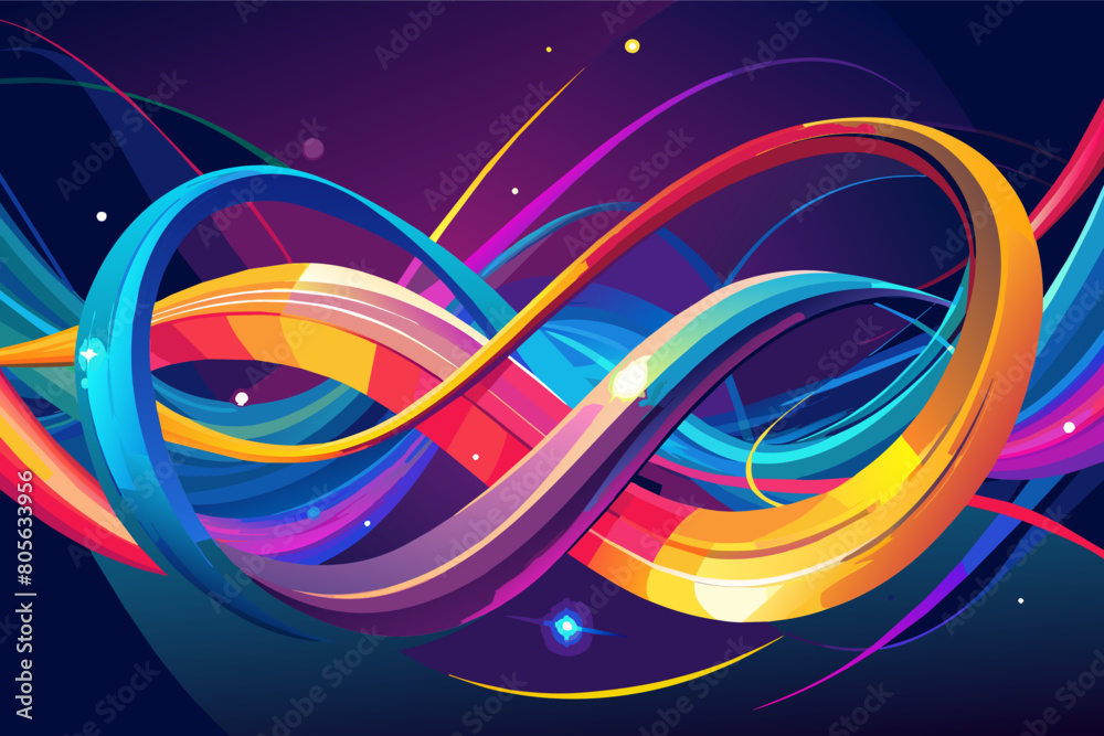 Poster abstract swirling vortex with vibrant shades resembling stars and swirling patterns evoking a feelin