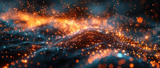 Mysteries of the universe. Glowing particles form a beautiful abstract background.