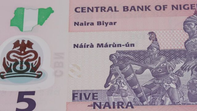 5 Nigeria naira national currency money legal tender banknote bill 1