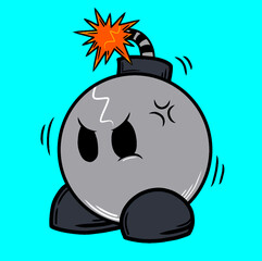 illustration of a bomb icon with an angry feeling that wants to explode
