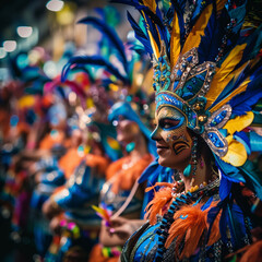 Vibrant Carnival Scene with Colorful Costumes and Festive Atmosphere