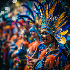 Fototapeta premium Vibrant Carnival Scene with Colorful Costumes and Festive Atmosphere