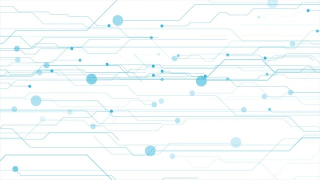 Blue white minimal abstract futuristic tech background with circuit lines. Seamless looping motion design. Video animation Ultra HD 4K 3840x2160