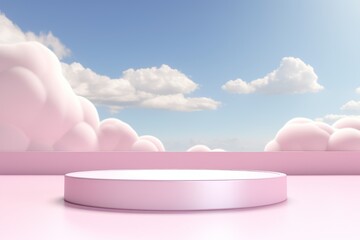 Natural beauty podium backdrop for product display with dreamy sky background
