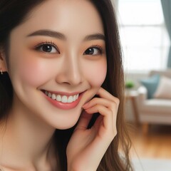  Home Elegance: Close-up Portrait of Woman's Lovely Smile
