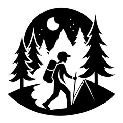 Camping Player Vector SVG silhouette illustration, laser cut, Camping Player Clip art