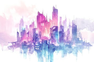 Obraz premium A cute cyber minimal charismatic watercolor painting of a strange