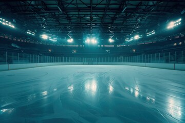 Hockey ice rink sport arena empty field - stadium - generative ai