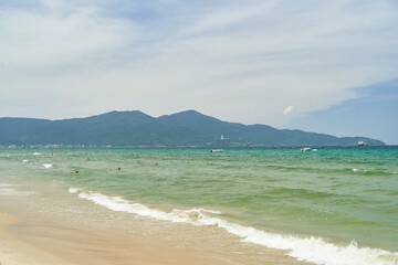 View of the central beach(My Khe Beach) in Da Nang city and the Son Tra Peninsula. High quality photo