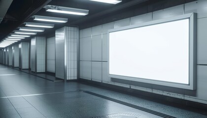 Obraz premium Positioned at the entrance of a metro hallway