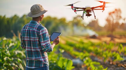 Tech-Savvy Farming: Farmers employing advanced technology for precision agriculture, optimizing crop yield and efficiency.