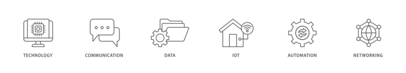 Digital transformation icon packs for your design digital and printing of technology, communication, data, iot, ict, automation, internet, and networking icon live stroke and easy to edit 