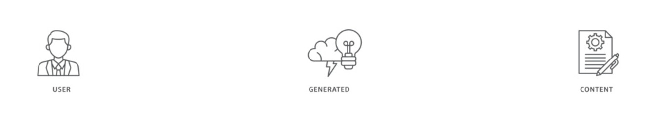 UGC icon packs for your design digital and printing of people, network, process, engine, click, internet, website, archive and browser icon live stroke and easy to edit 