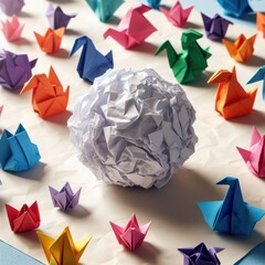 Crumpled paper and creative idea metaphor