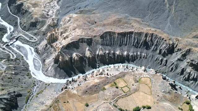 Spiti Valley, Himalayas from drone, aerial view
